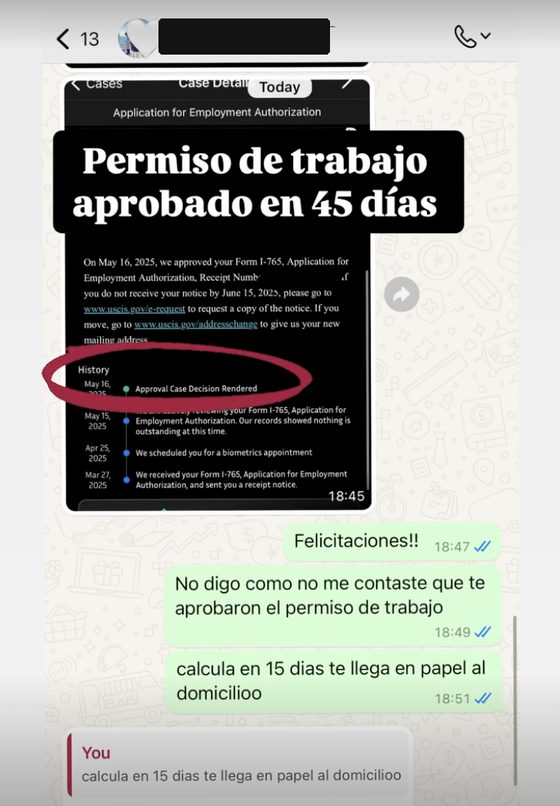 Permiso de trabajo aprobado en 45 días