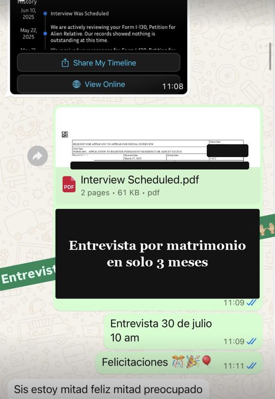 Entrevista por matrimonio agendada en 3 meses