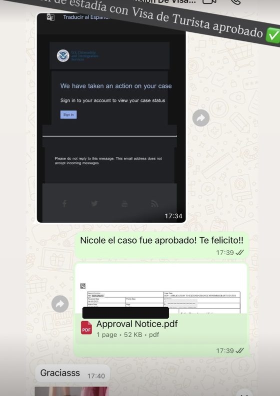 Extensión de estadía con visa de turista aprobada