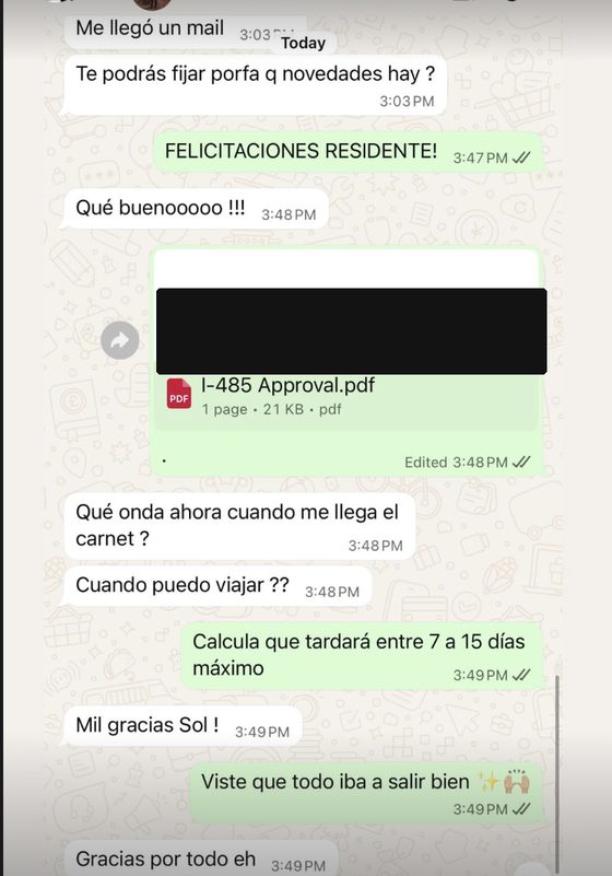 Residencia aprobada, carnet en camino