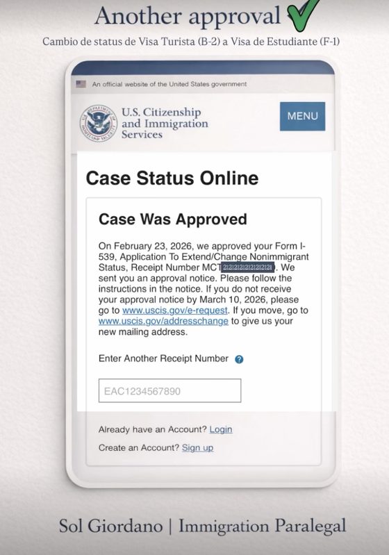 Cambio de status de turista a estudiante F-1
